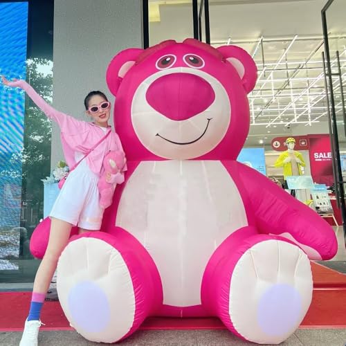 HOAELOS Inflatable Giant Pink Strawberry Bear Outdoor Decoration 16.4 Feet