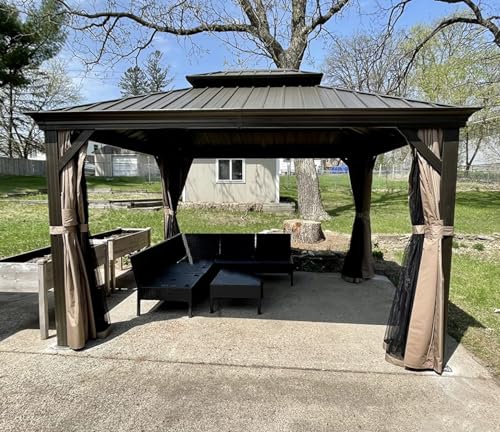 Domi Outdoor Living 10’ x 12’ Hardtop Gazebo Dark Brown