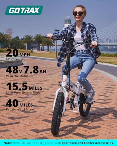 Gotrax R1 20" Folding Electric Bike 40 Miles Range 48V 350W White