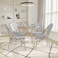 EMMA + OLIVER Massalia Indoor/Outdoor Bistro Set - Black & White Textilene with Light Natural Frame