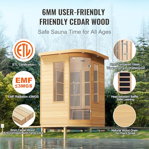 VEVOR 2 Person Far Infrared Hemlock Wood Sauna Brown