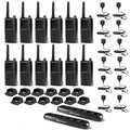 Motorola Solutions 12-Pack RMU2040 2-Way Radio Bundle with Remote Speaker Mics Black