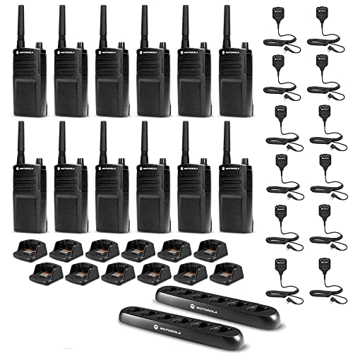 Motorola Solutions 12-Pack RMU2040 2-Way Radio Bundle with Remote Speaker Mics Black