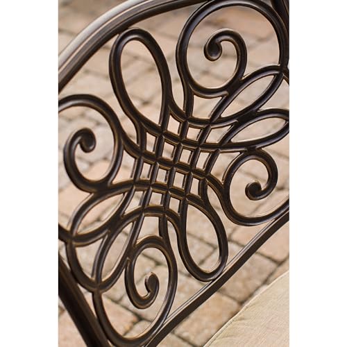 Hanover Traditions 5-Piece Outdoor Dining Set with Glass-Top Table and Swivel Rockers Tan