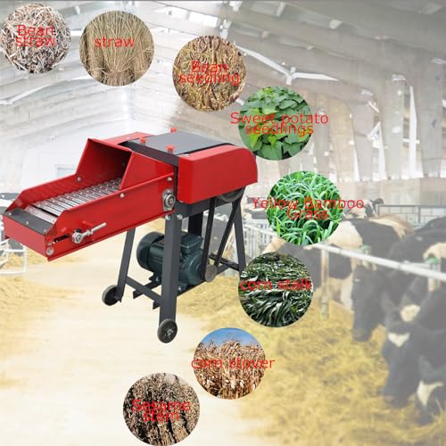 INTSUPERMAI 4-Blade Hay Cutter Pulverizer with Conveyor Belt Red