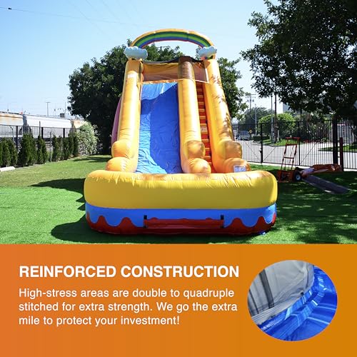 JumpOrange Commercial Inflatable 18' Rainbow Cloud Water Slide with Air Blower