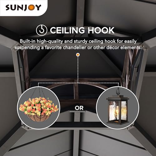 Sunjoy 12.5x12.5 ft. Hardtop Gazebo Aluminum & Galvanized Steel Black
