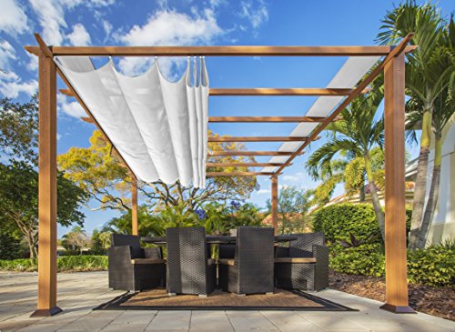 Paragon Outdoor 11' x 11' Florence Aluminum Pergola with Retractable Cream Canopy