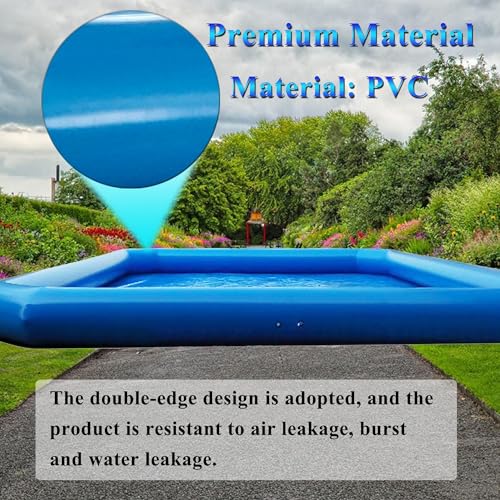 HQHAOTWU Inflatable Family Swimming Pool 6x6x0.65m with Blower Blue