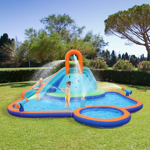 Outsunny Kids Inflatable Water Slide 4-in-1 Bounce House Multi-Colored