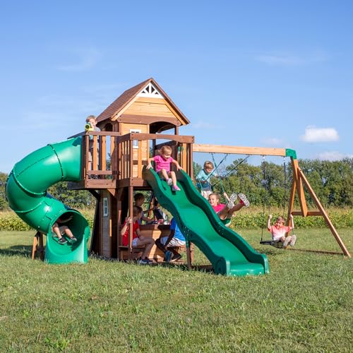 Backyard Discovery Cedar Cove Wood Swing Set Light Brown