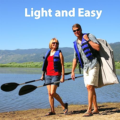 Sea Eagle SE330 Two Person Inflatable Sport Kayak with Seats, Paddles, Bag, Electric Pump White/Blue
