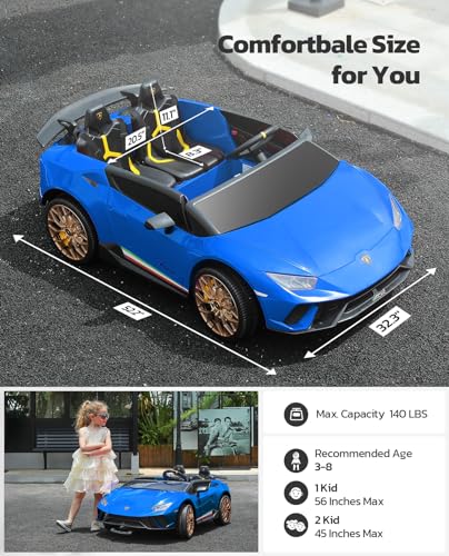 ELEMARA 2-Seater Kids Lamborghini Electric Car with Remote Control Blue