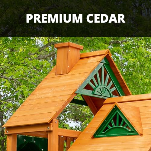 Gorilla Playsets Chateau Tower Wooden Playset with Slide & Climbing Wall Brown