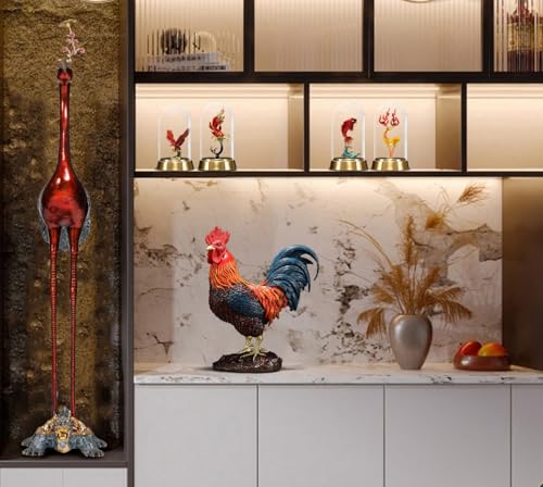FENGSHUI-CAISHEN Large Colorful Pure Copper Rooster Statue