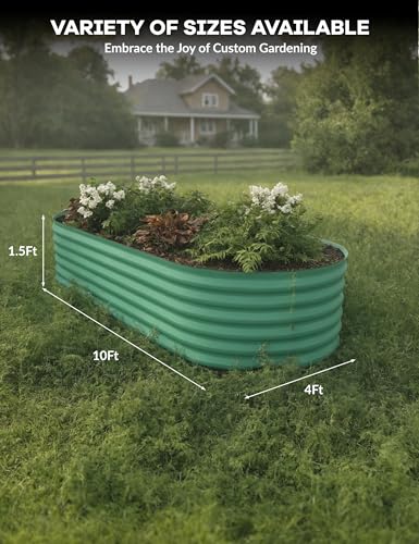 Hipicute 2Pcs Galvanized Raised Garden Bed 10x4x1.5ft Green