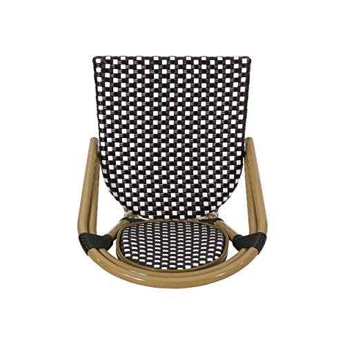 Christopher Knight Home Gwendolyn Outdoor French Bistro Chairs Set of 4 Black White Bamboo Print Finish