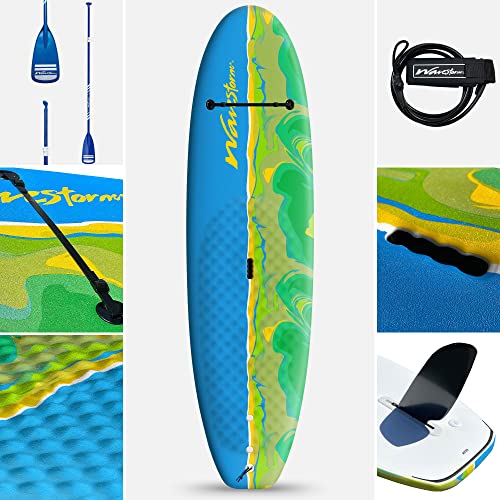 WAVESTORM 8ft Junior Stand Up Paddleboard Blue Yellow Green