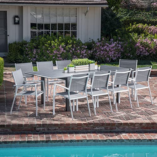 Hanover Cameron 11-Piece Modern Outdoor Dining Set White
