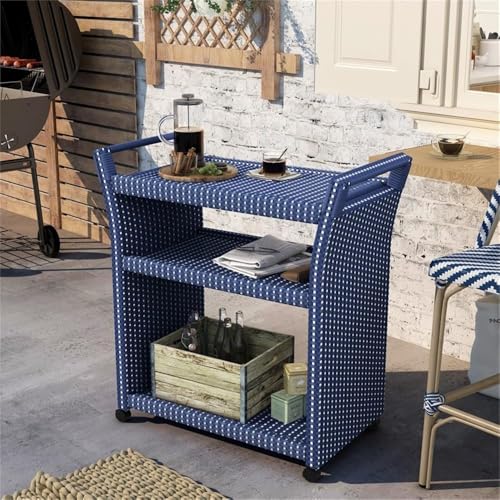 Furniture of America FOA Aluminum 30-Inch Patio Barstools with Bar Cart 5PC Set Blue
