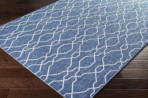 MARK & DAY Outdoor Rug 10x14 Valentijn Traditional Denim Non-Shedding Area Rug