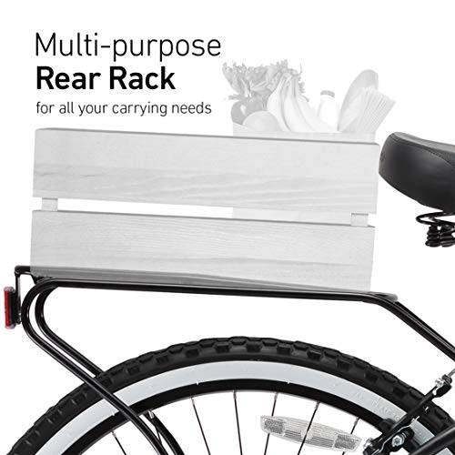 sixthreezero Men's Beach Cruiser Bike 7-Speed Step-Through Touring Hybrid Bicycle Matte Black w/ Black Seat/Grips