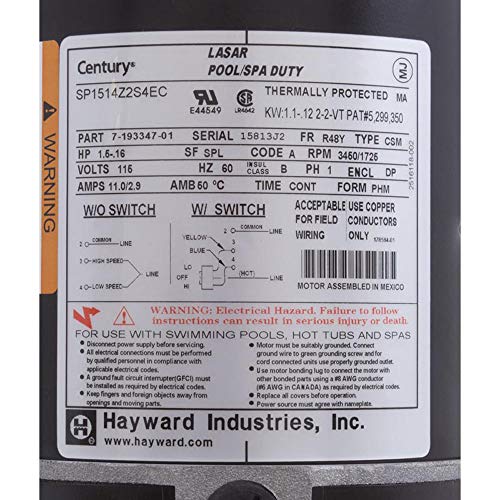 Hayward Two Speed Motor with Switch Replacement 1-1/2-HP
