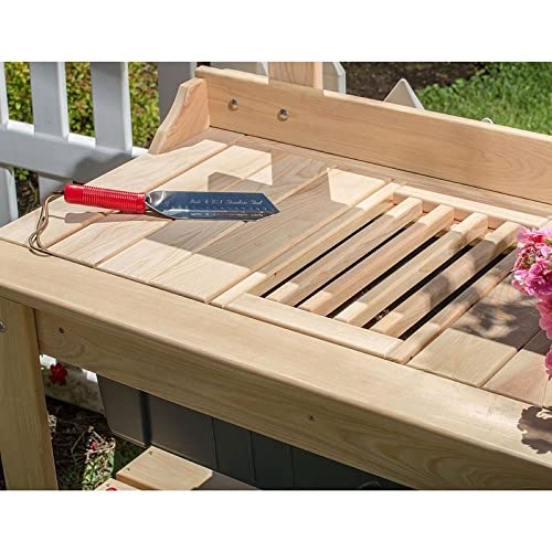 Lehman's Outdoor Gardening Potting Table Workstation Cypress Wood Brown