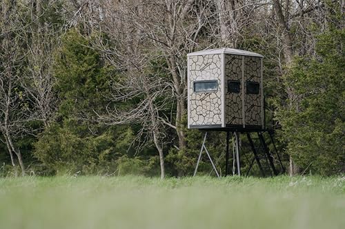 MUDDY Striker Box Blind with Elite 5 Tower, Steel Wall Construction, Cracked Mud Camo Multi