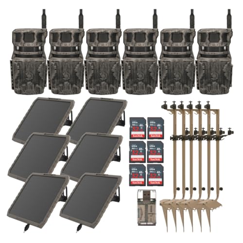Stealth Cam Revolver 36MP 360-Degree Cellular Trail Camera Bundle with Solar Battery Pack, Mounting Post, 32GB Memory Card, and SD Card Reader