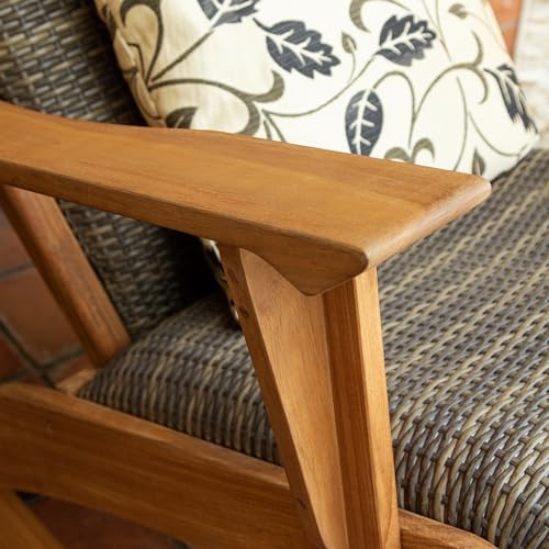 Cambridge Casual Auburn Padded Upholstered Outdoor Rocking Chair Natural Teak All-Weather Wicker