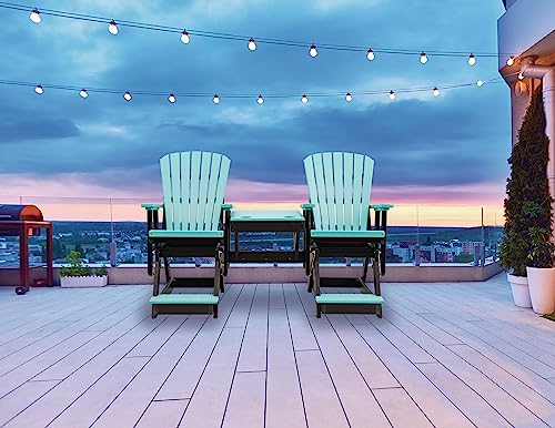 EcOasis Grand Lake Amish Crafted Poly Outdoor Adirondack Double Balcony Glider Aruba Blue on Black