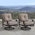 Oakland Living Aluminum Outdoor Swivel Club Chairs Set of 2 with Thick Tan Cushions Antique Copper