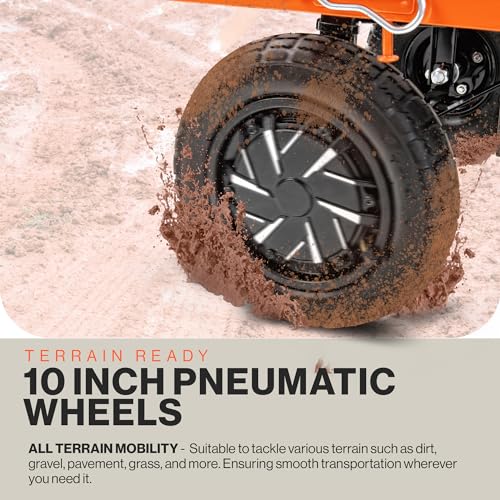 SuperHandy Electric-Assist Garden Cart 5.7 Cu Ft 440lbs Load All-Terrain Orange