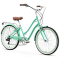 sixthreezero Women's Beach Cruiser Bike Hybrid Bicycle Mint Green w/Brown Seat/Grips