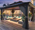 MELLCOM 12'x16' Hardtop Gazebo Brown