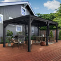 Backyard Discovery Stonebridge 20' x 9.5' Galvanized Steel Outdoor Gazebo Pavilion Black