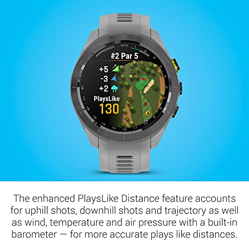 Certified Brands Garmin Approach S70 Golf Smartwatch | Full-Color CourseView Maps AMOLED Display | Advanced Shot Execution & Putt Alignment | 42mm - Powder Gray
