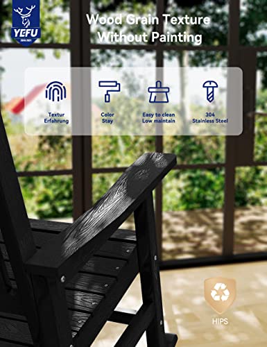 YEFU Outdoor Rocking Chair Set of 4 Heavy Duty Black