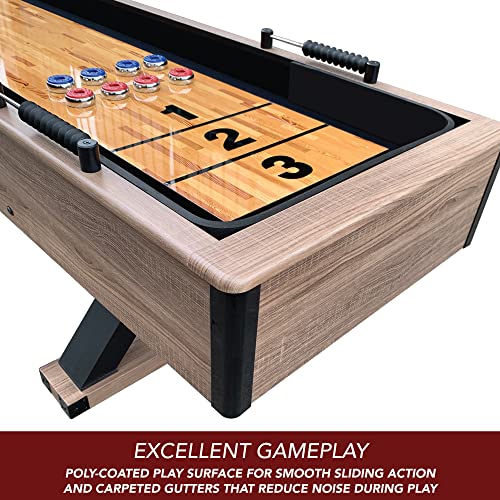 Hathaway Excalibur 9-Ft Shuffleboard Table Rustic Driftwood Finish Black