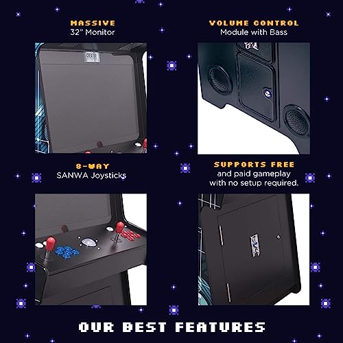 Creative Outdoor Distributor Full-Size Arcade Cabinet with Trackball, 5,100 Games, 32" Screen, 2 Stools