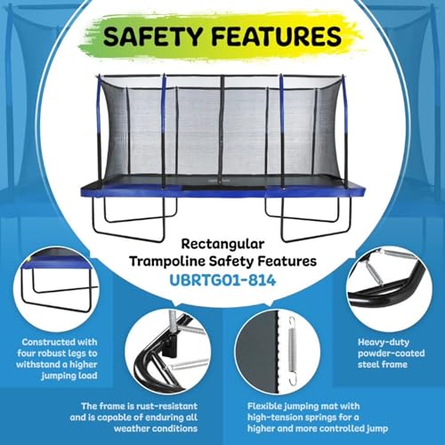 Upper Bounce Rectangular Trampoline Set with Enclosure Blue/Black