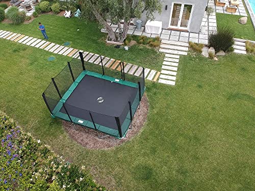 Galactic Xtreme Rectangle Gymnastic Trampoline with Safety Net Black and Green
