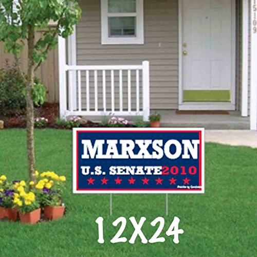 VictoryStore Custom Political Yard Sign 2-Sided Print with 2 Stakes Corrugated Plastic 18x24 Political_1