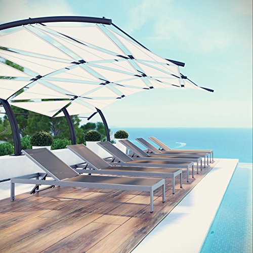 Modway Shore Aluminum Textilene Mesh Outdoor Patio Chaise Lounge Chairs Grey