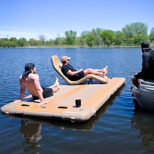 Paddle North Utility Dock Inflatable Swim Platform 12' Wood Grain