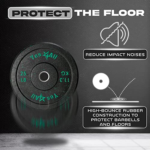 Yes4All 2-Inch Bumper Plate Olympic Rubber Weight Plate 250LB Plate Set