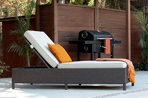 Serta Brown Resin Wicker Outdoor Patio Storage Chaise Lounge Beige