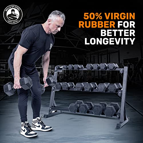 Bells of Steel Rubber Hex Dumbbells Set Black