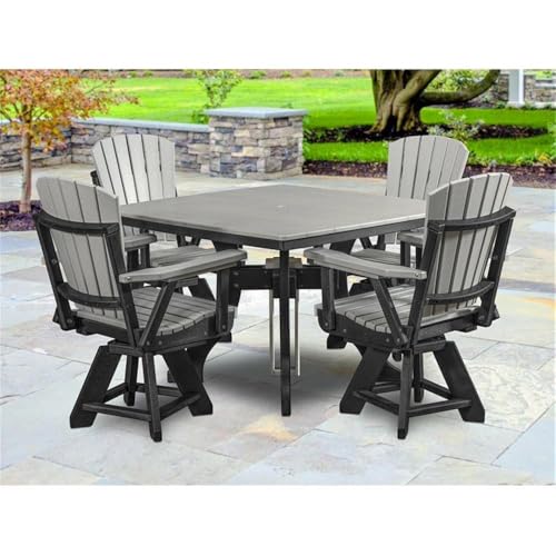 American Furniture Classics Square Dining Set Light Grey and Black